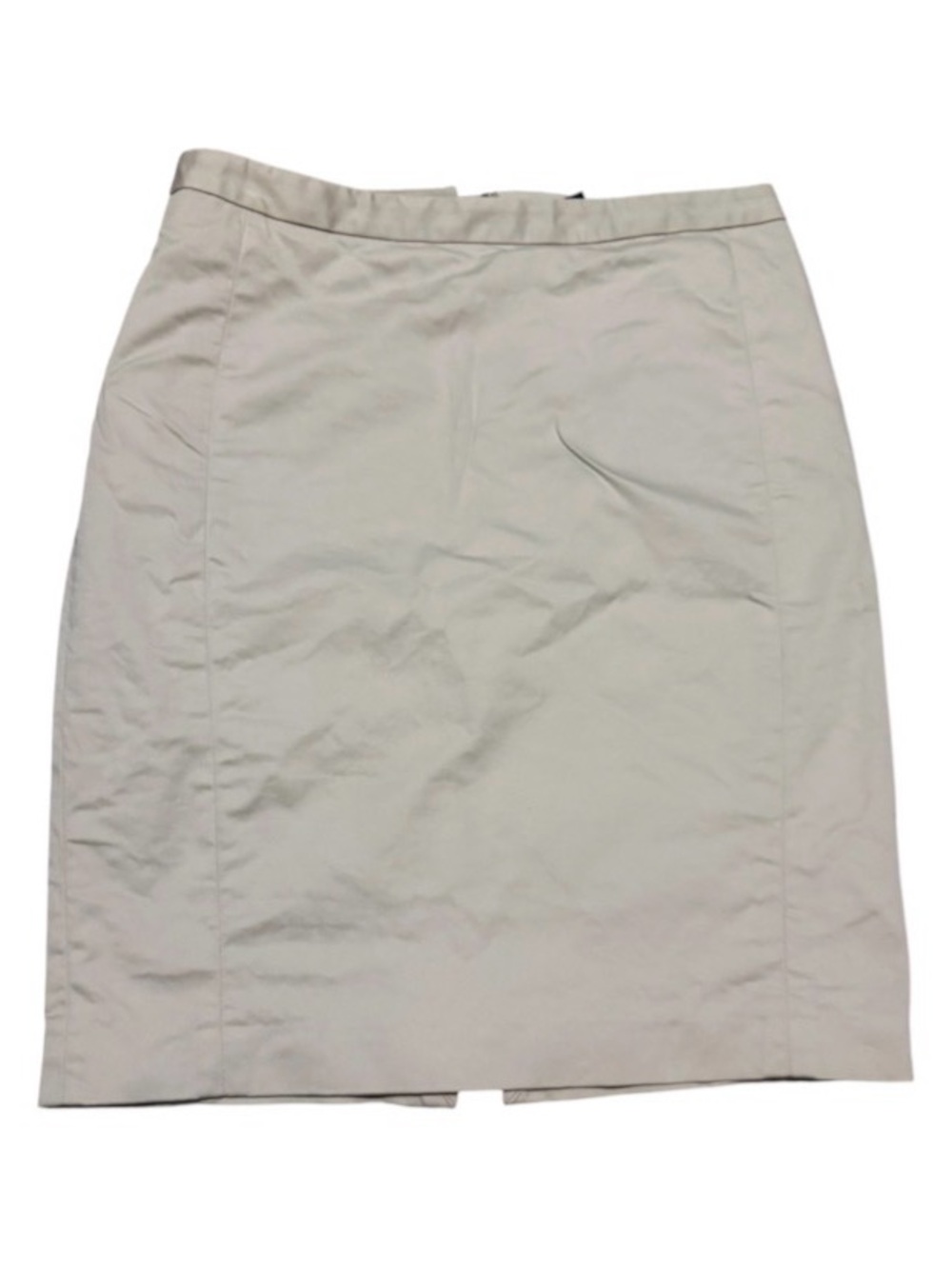 Classic Cream Cotton Pencil Skirt with Zipper and Button Details